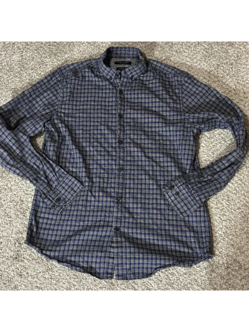 Banana Republic Button Down Shirt Men's M Camden Fit Luxe Flannel Blue Plaid
